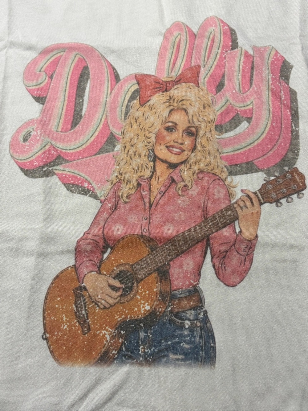 NWT Country Dolly Parton Graphic Tee Beige and Pink - Picture 5 of 6